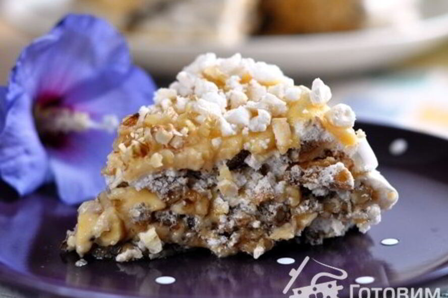 Рецепт орехового торта-безе с заварным кремом