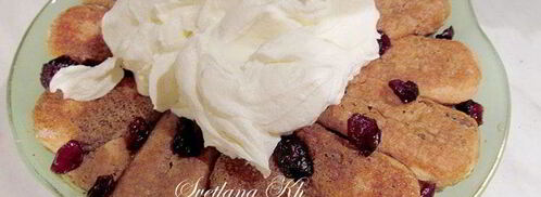 десерт с халвой, клюквой и сливками. Шаг 5