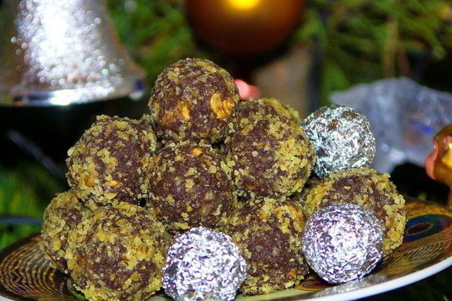 Рецепт конфет шоколадных с грецкими орехами и миндальным ликером