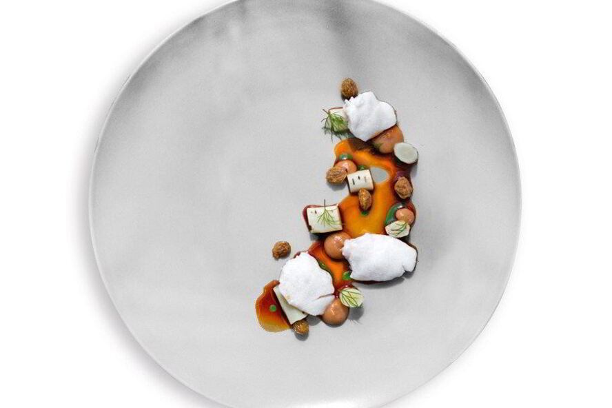 Рецепт щек трески с кремом из водорослей