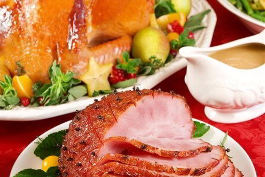 Рецепт запеченной ветчины с гвоздикой в глазури из апельсинового мармелада и хрена