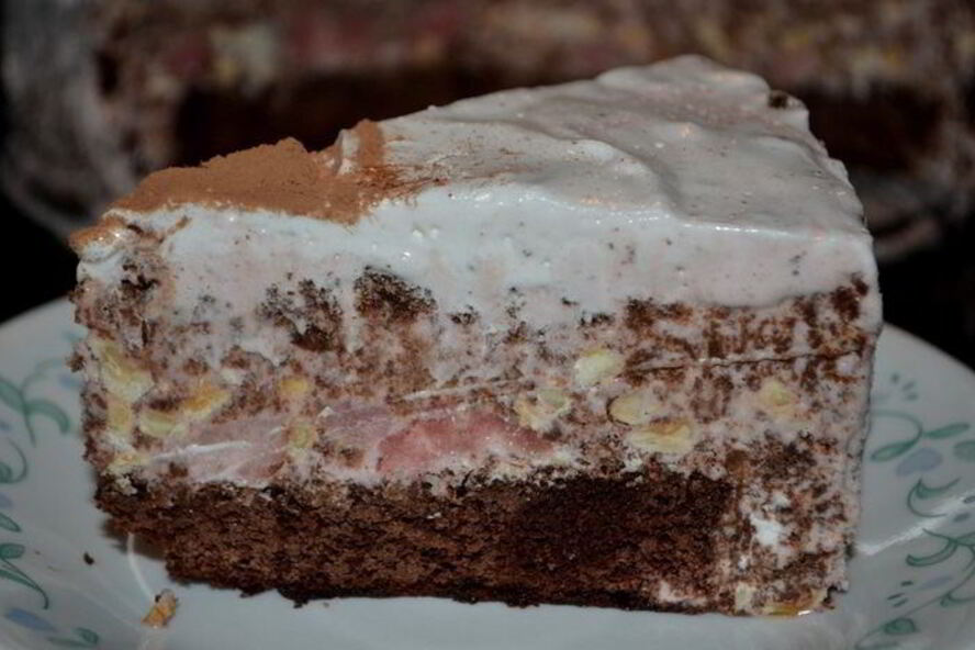 Рецепт шоколадного торта-мороженого с маршмэллоу и фундуком