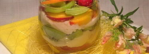 творожный мусс с персиками и киви. Шаг 10