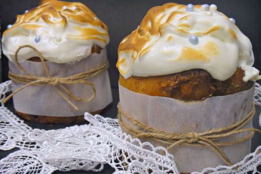 Рецепт творожного кулича с итальянской меренгой