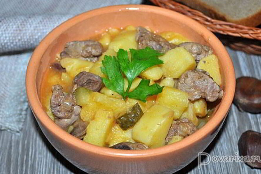 Рецепт азу из куриных потрошков