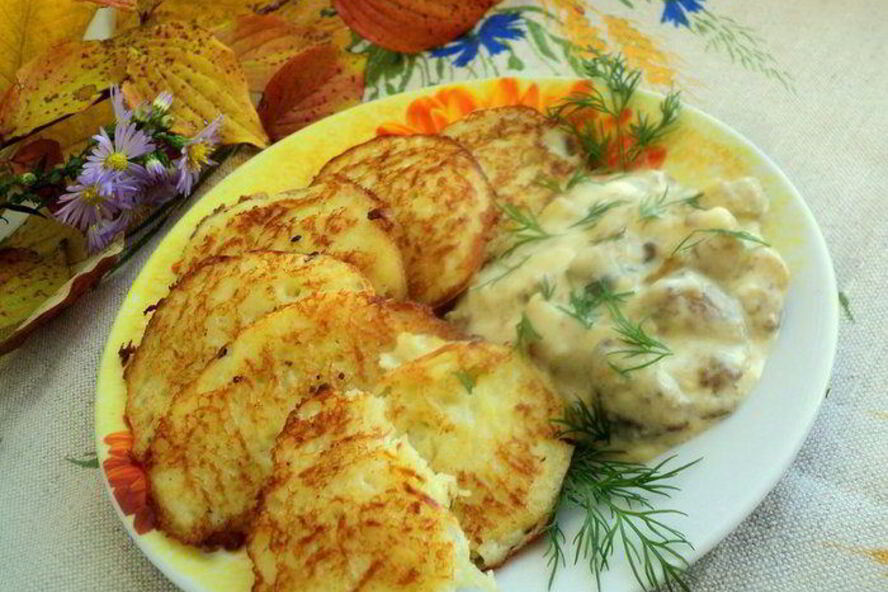 Рецепт драников с грибным соусом