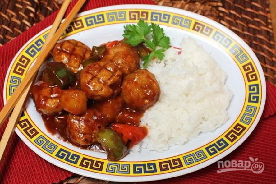 Рецепт фрикаделек из курицы в чили соусе с овощами