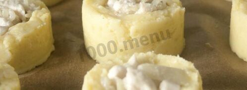 картофельные гнезда с курицей в духовке. Шаг 9