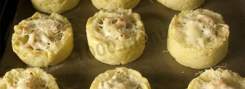 картофельные гнезда с курицей в духовке. Шаг 11