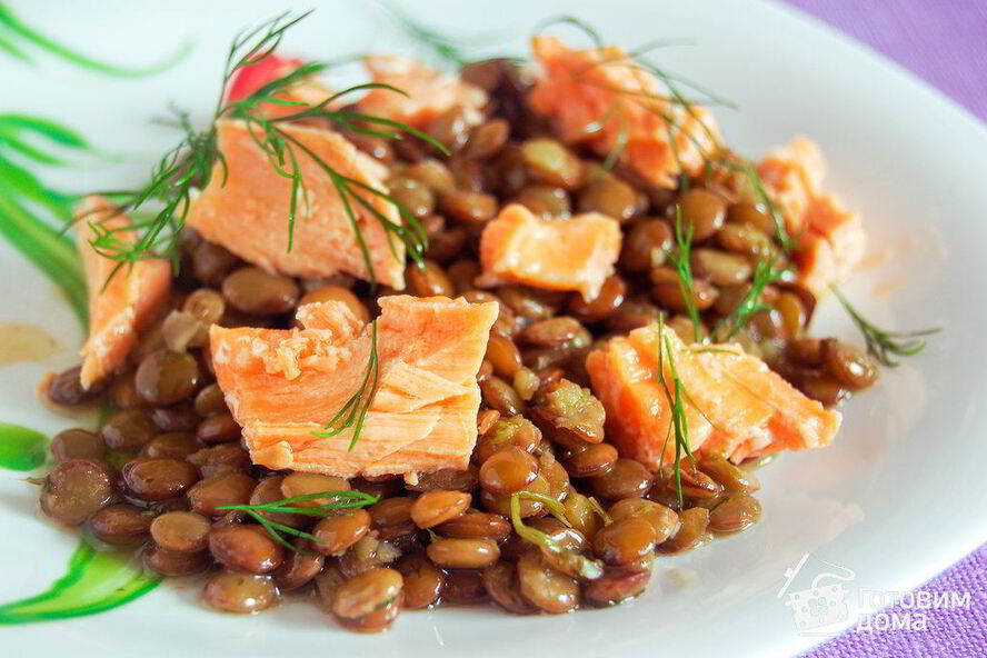 Рецепт острой чечевицы с лососем