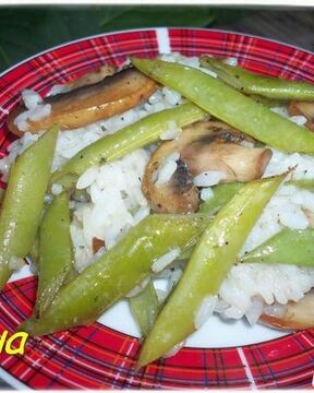 Рис с грибами и спаржевой фасолью