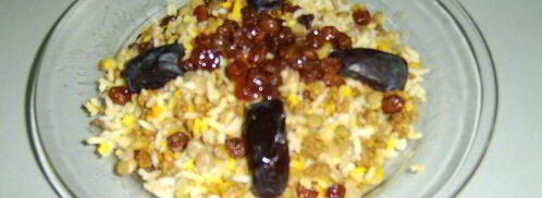 рис с зеленой чечевицей, изюмом и поджаренным фаршем. Шаг 6