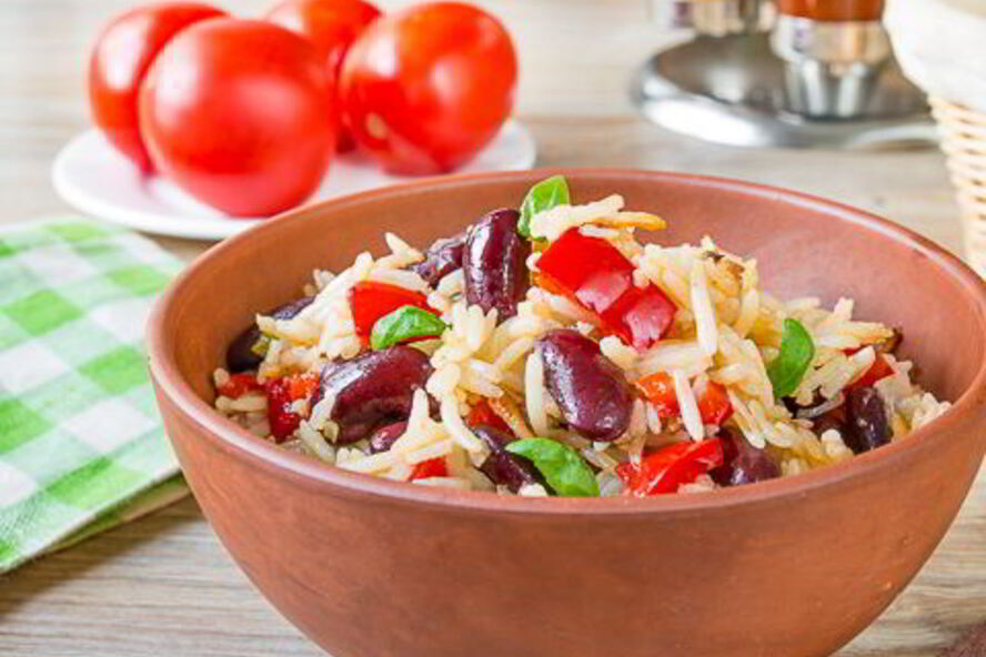 Рецепт риса со сладким перцем и фасолью