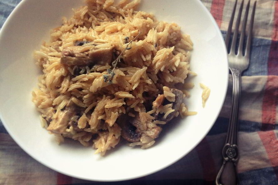 Рецепт сливочного риса с шампиньонами и орегано