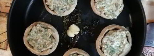 фаршированные шляпки шампиньонов. Шаг 5