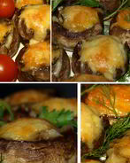 Грибы, запеченные с сыром и зеленым луком