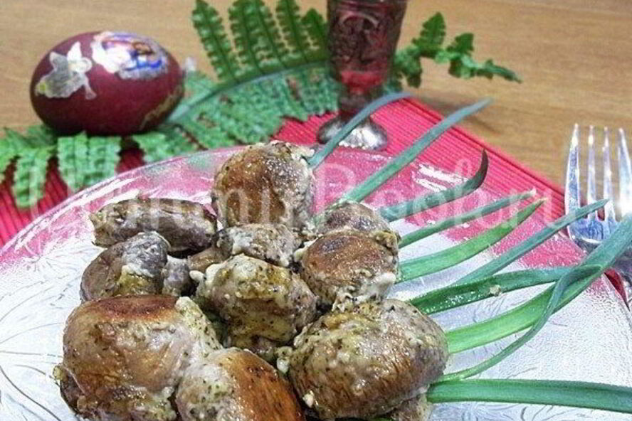 Рецепт шампиньонов, запеченных на костре