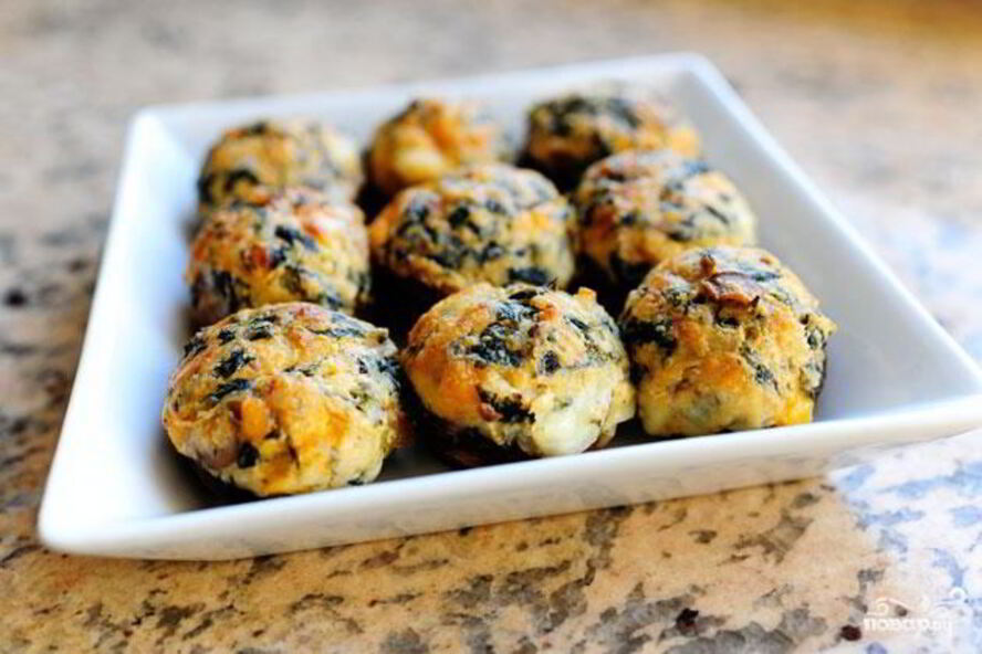 Рецепт запеченных грибов, фаршированных сыром и шпинатом