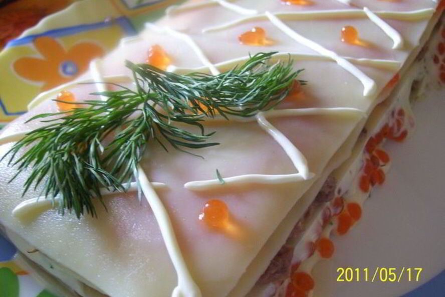 Рецепт холодной рыбной лазанья