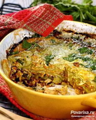 Лазанья из капусты с куриным фаршем