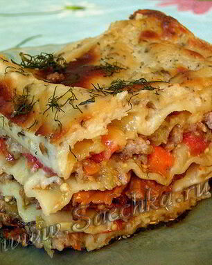 Лазанья с фаршем и баклажанами