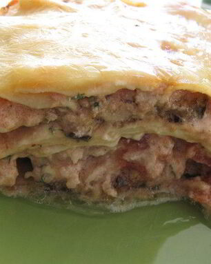 Лазанья с мясным фаршем и баклажанами