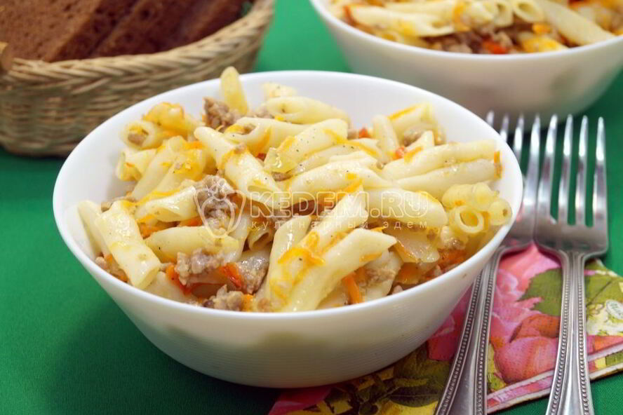 Рецепт макарон с фаршем на сковороде
