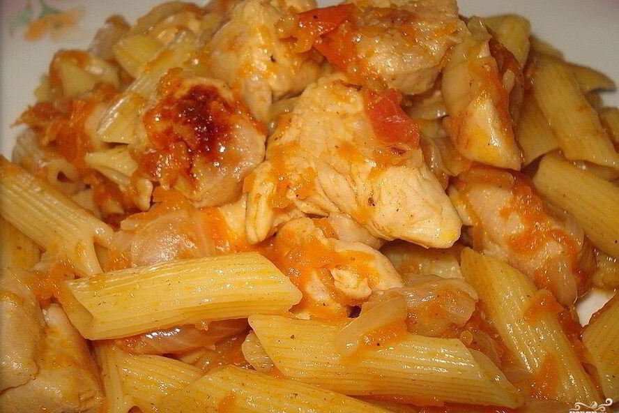Рецепт макарон с куриным филе