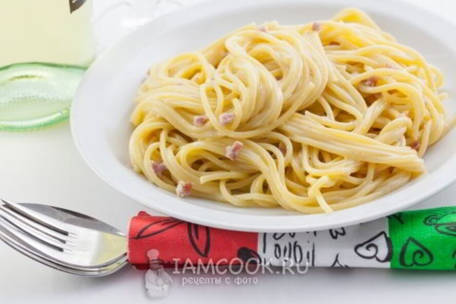 Рецепт пасты карбонара с ветчиной и сливками