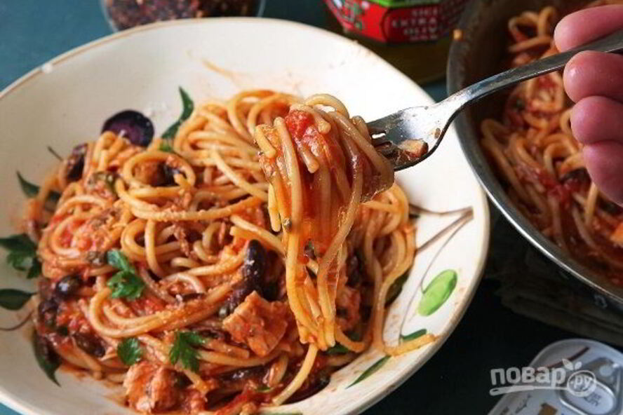Рецепт пасты с анчоусами и оливками