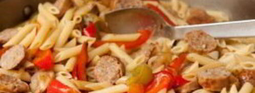 паста с сосисками и овощами. Шаг 7