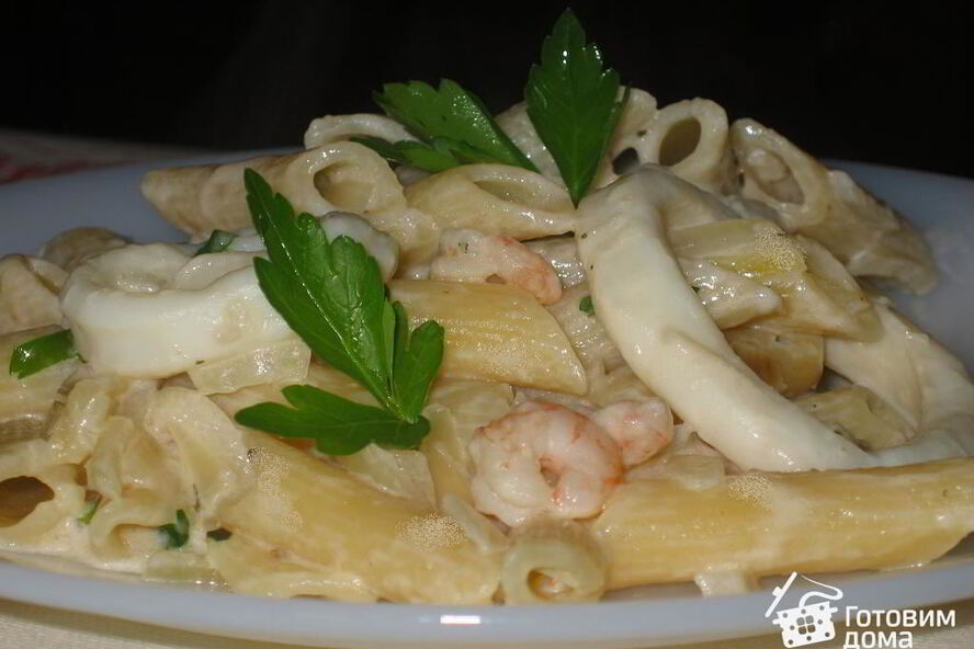 Рецепт пасты с соусом из кальмаров