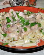 Паста с тушеным кроликом