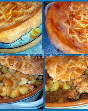 Кролик с яблоками под хлебной корочкой