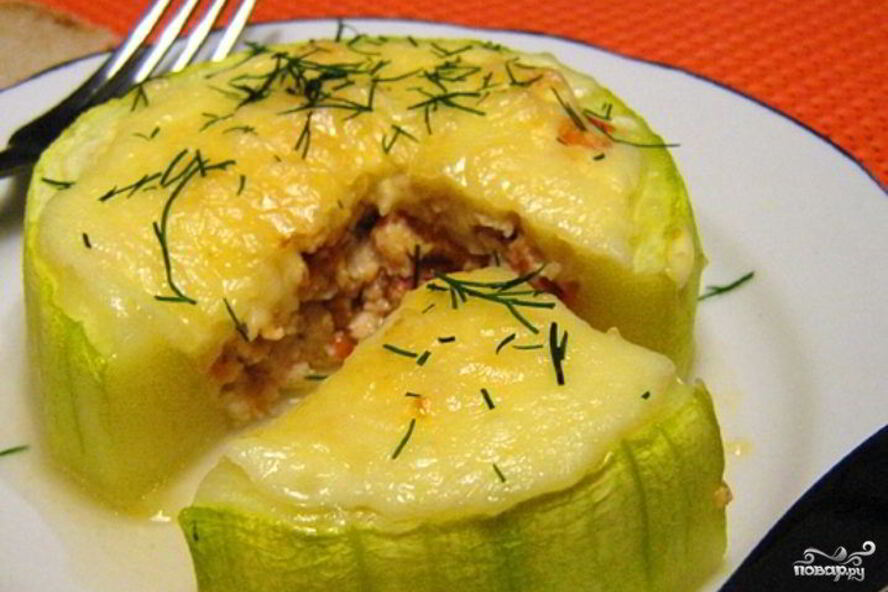 Рецепт кабачков, фаршированных куриным фаршем