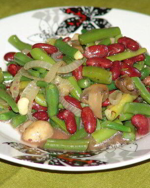 Спаржевая фасоль с грибами