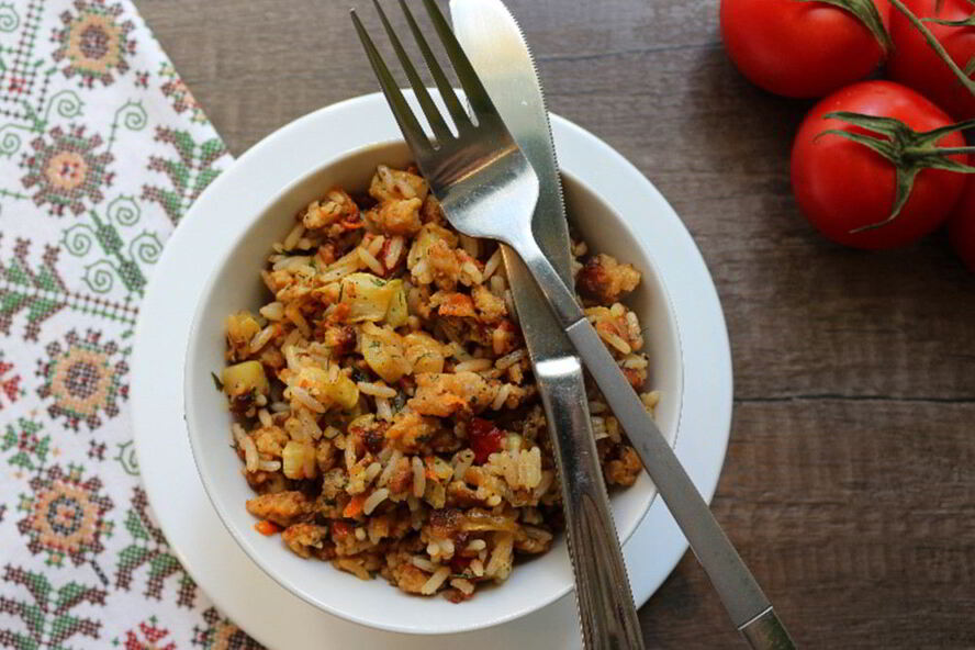 Рецепт тушеных кабачков с фаршем и рисом