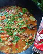 Дал из красной чечевицы с куриной печенью