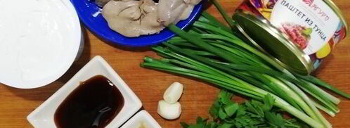 гедза с паштетом из тунца и куриной печенью. Шаг 4