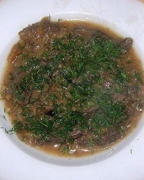 Говяжья печень по-строгановски