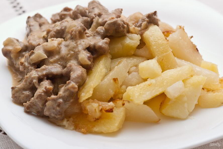 Рецепт печени говяжья по-строгановски