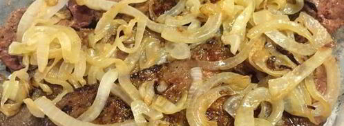 печень с грибами под сливочным соусом. Шаг 4