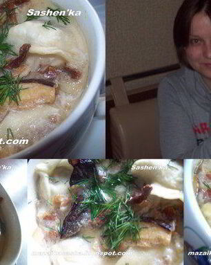 Пельмени томленные в горшочке с беконом и лесными грибами