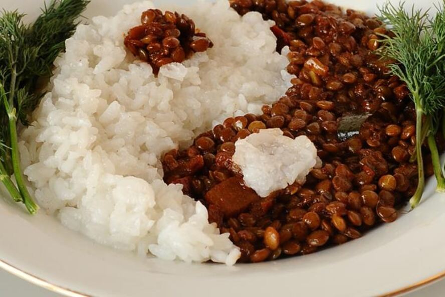 Рецепт чечевичного плова инь-ян