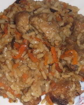 Плов с гузками индейки