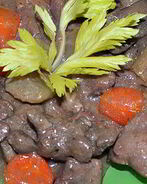 Рагу из куриных сердечек и печени