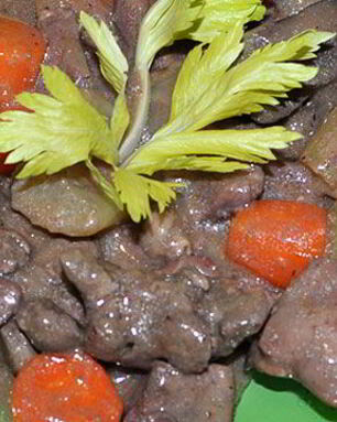 Рагу из куриных сердечек и печени