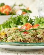 Рагу из перловой крупы с пореем, грибами и зеленью