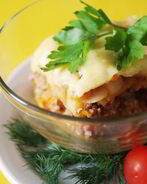 Запеченное овощное рагу с мясным фаршем