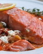 Лосось запеченный, с овощами Рататуй